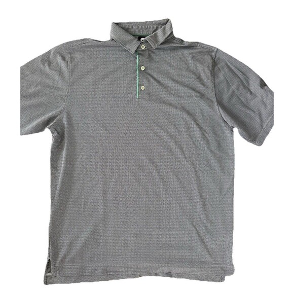 FJ FootJoy Golf Polo Shirt Men XL Performance Tonal Wave Black White - Picture 1 of 6